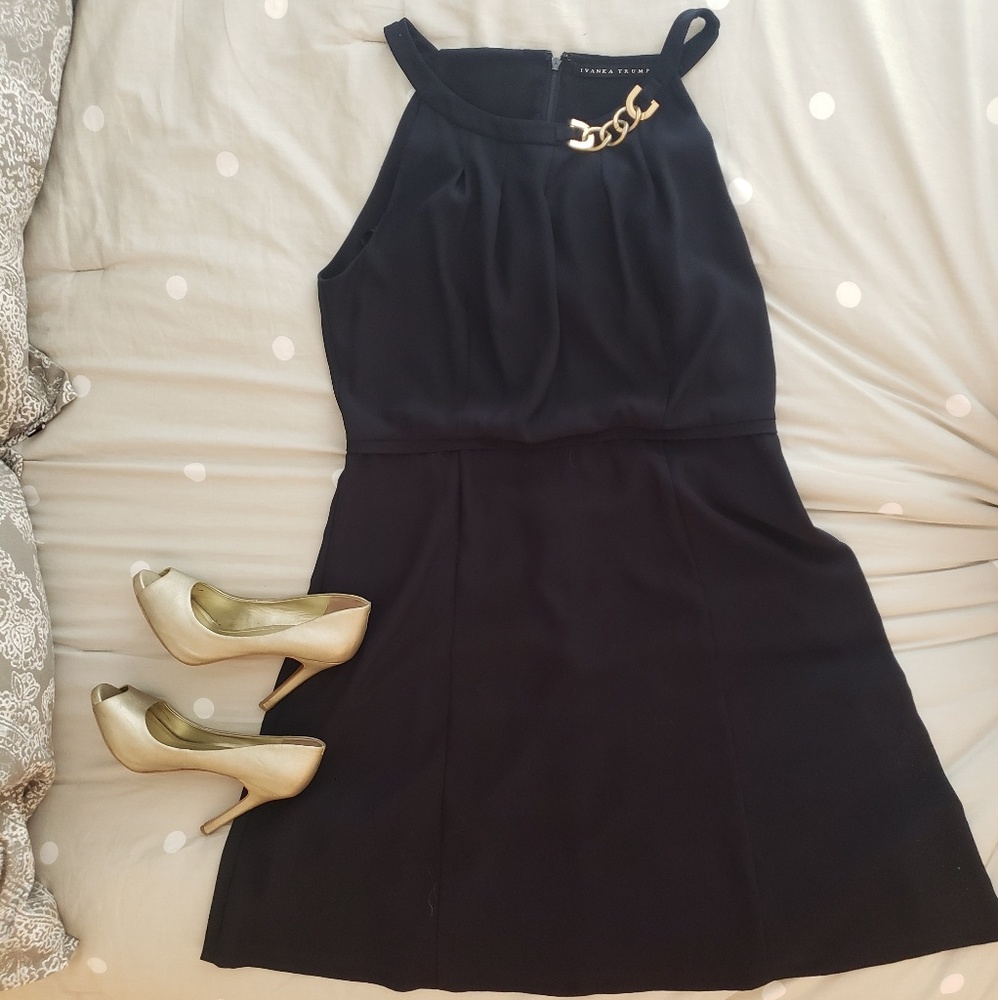 Beautiful Ivanka Trump Navy Halter Dress